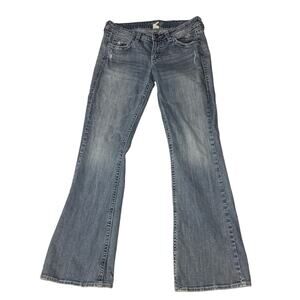 Y2K Silver Jeans Bootcut Flare Low Rise Indie Sleaze Light Wash Blue Eden 29
